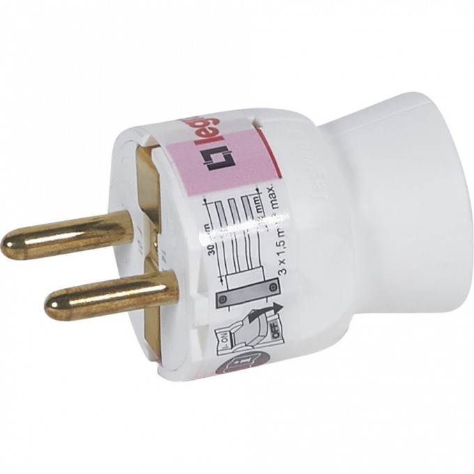 Вилка LEGRAND 2К+3 серия Элиум 16 А пластик прямой ввод белый 050187 Вилка LEGRAND 2К+3 серия Элиум 16 А пластик прямой ввод белый 050187