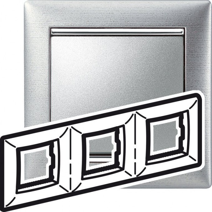 Рамка LEGRAND Valena 3 поста алюминий матовый 770333 Рамка LEGRAND Valena 3 поста алюминий матовый 770333
