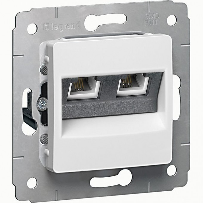 Телефонная розетка LEGRAND Cariva RJ11 4 контакта 2 выхода белый 773639 Телефонная розетка LEGRAND Cariva RJ11 4 контакта 2 выхода белый 773639
