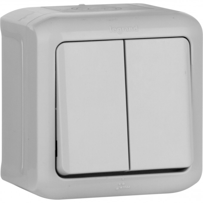 Двухклавишный переключатель LEGRAND на 2 направления 10 A 250 В Quteo IP 44 серый 782331 Двухклавишный переключатель LEGRAND на 2 направления 10 A 250 В Quteo IP 44 серый 782331