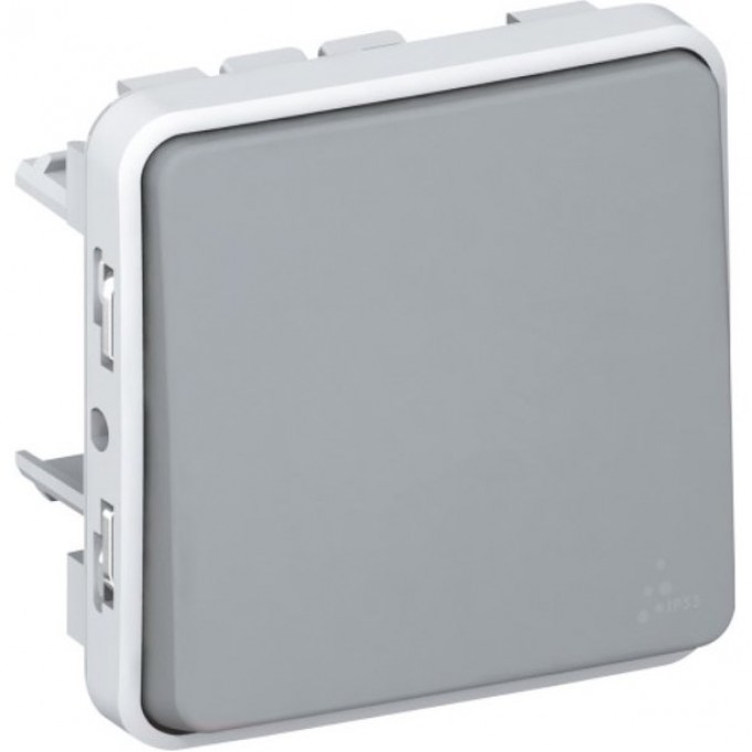 Переключатель LEGRAND Plexo проходной одноклавишный 10A, IP55, серый 69511 Переключатель LEGRAND Plexo проходной одноклавишный 10A, IP55, серый 69511