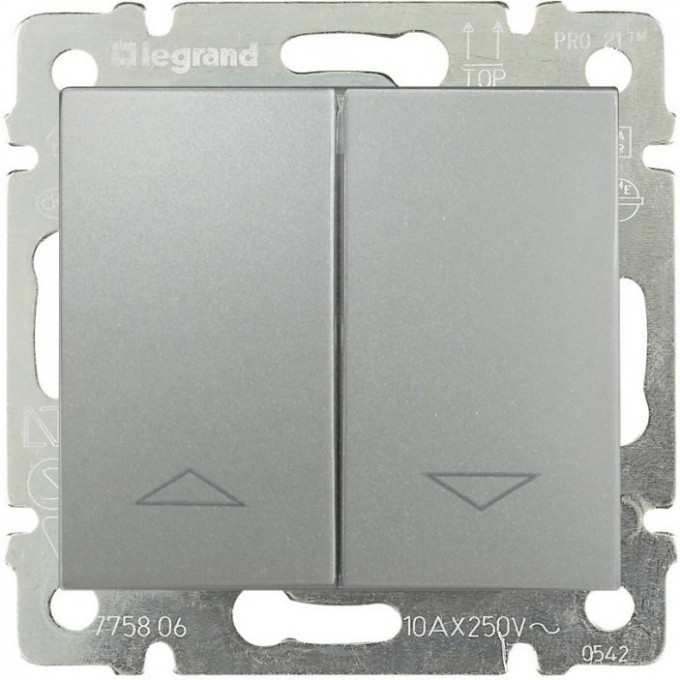 Переключатель с механической блокировкой LEGRAND Valena 10 А 250 В алюминий 770104 Переключатель с механической блокировкой LEGRAND Valena 10 А 250 В алюминий 770104