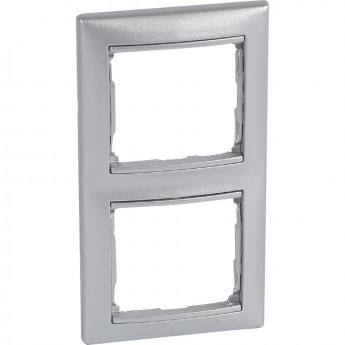 Рамка LEGRAND VALENA 2 поста вертикальная алюминий Рамка LEGRAND VALENA 2 поста вертикальная алюминий