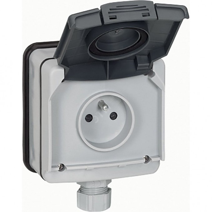 Розетка LEGRAND PLEXO IP66 с заземлением наружная серая 90466 Розетка LEGRAND PLEXO IP66 с заземлением наружная серая 90466