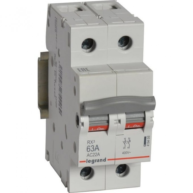 Выключатель-разъединитель LEGRAND RX3 63А 2П белый 419408 Выключатель-разъединитель LEGRAND RX3 63А 2П белый 419408