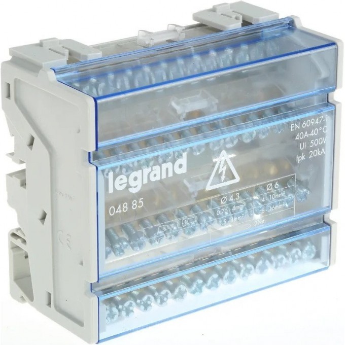 Модульный распределительный блок LEGRAND 4П 40 A 13 подключений 04885 Модульный распределительный блок LEGRAND 4П 40 A 13 подключений 04885
