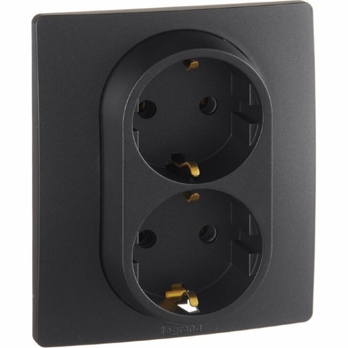 Розетка LEGRAND 2 x 2К+З немецкий стандарт винтовые зажимы 16 А 250 В Etika антрацит 672623 Розетка LEGRAND 2 x 2К+З немецкий стандарт винтовые зажимы 16 А 250 В Etika антрацит 672623