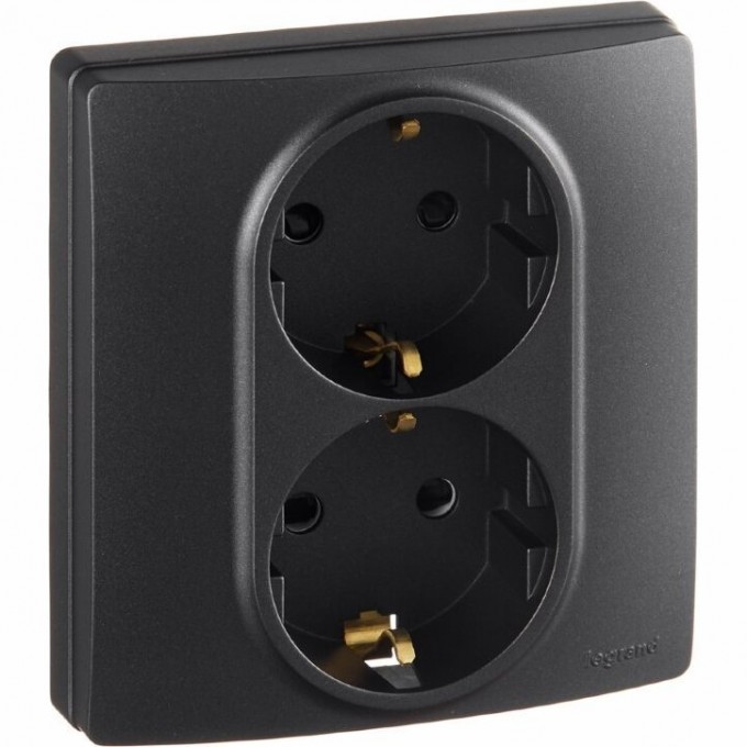 Розетка LEGRAND 2 x 2К+З со шторками немецкий стандарт автоматические зажимы 16 А 250 В Etika антрацит 672633 Розетка LEGRAND 2 x 2К+З со шторками немецкий стандарт автоматические зажимы 16 А 250 В Etika антрацит 672633